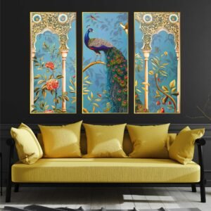 Set of Three large Wall Paintings for Wall Dacoration Golden Framed Wall Paintings for Living Room & Bedroom Wall Art for Home Decoration & Office Wall Dรฉcor (14x11 inch CH-LGD3-4)