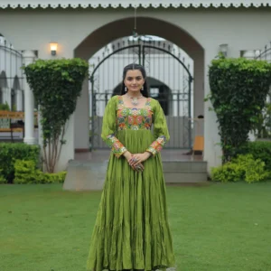 Women's Green Flared Anarkali Gown